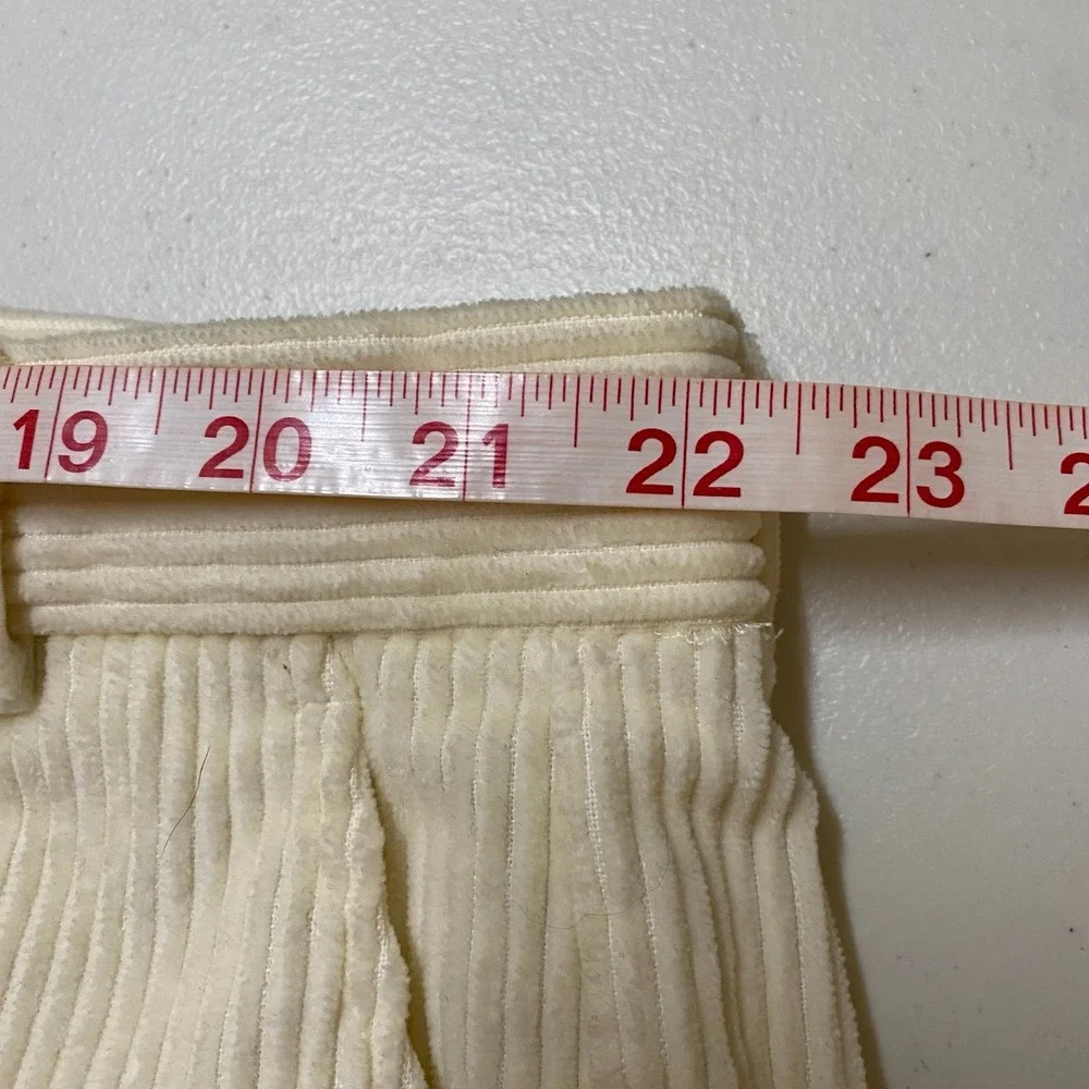 Vtg Lands End Corduroy Trousers Mens 44x26 Cream Made in USA Heritage Ivy Preppy